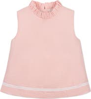 Hope & Henry Kids' Organic Ruffle Neck Seersucker Top