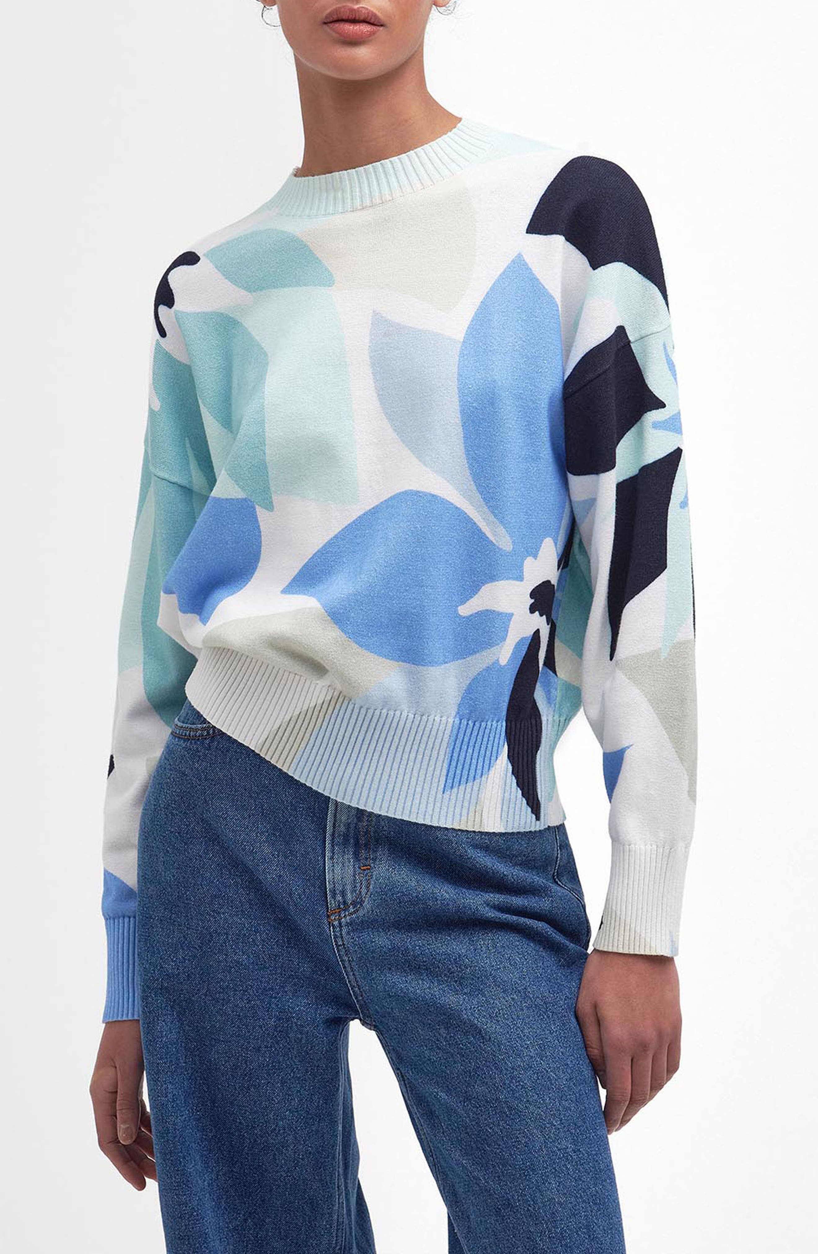 Nadia Floral Print Cotton Sweater
