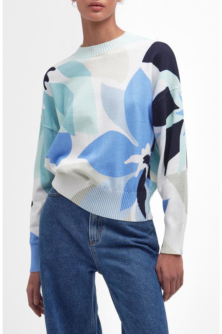 Nadia Floral Print Cotton Sweater, Main, color, MULTI