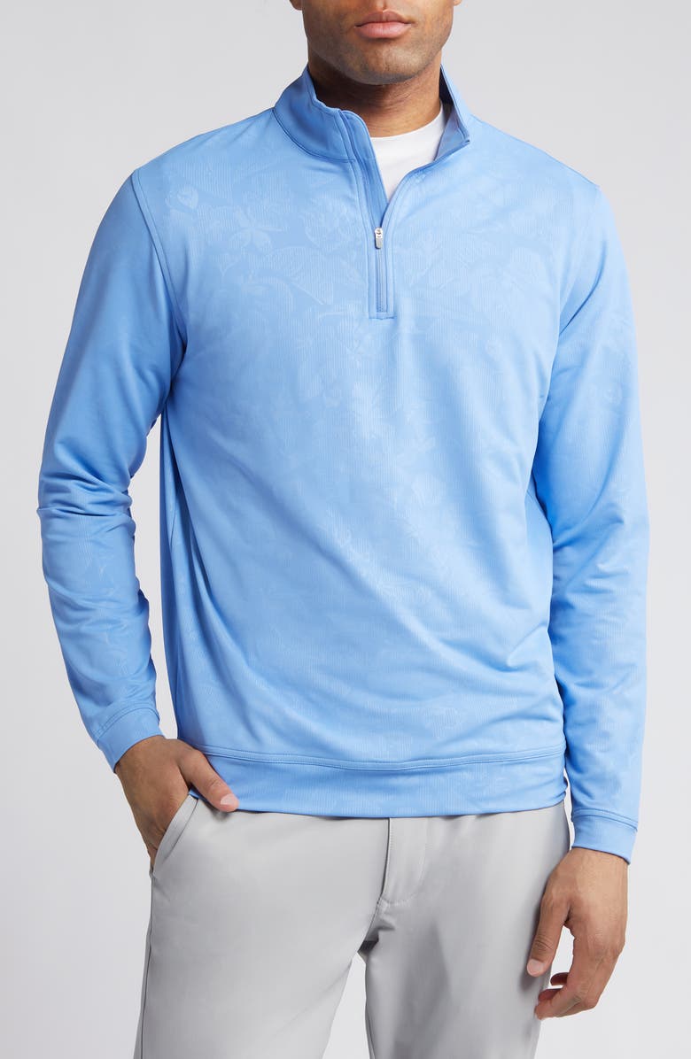Peter Millar Perth Shadow Floral Performance Quarter Zip Pullover, Main, color, 