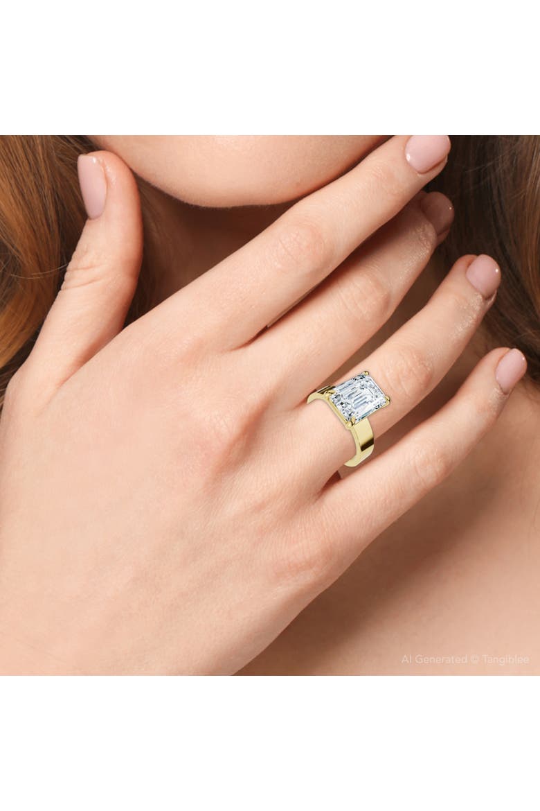 4Ct Emerald Diamond Cigar Band Engagement Ring 14k Gold or Platinum Lab Grown, Alternate, color, 14k Yellow Gold