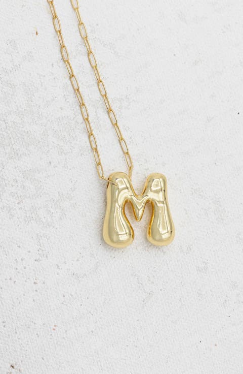 Small Paperclip Necklace with Gold Letter Charm