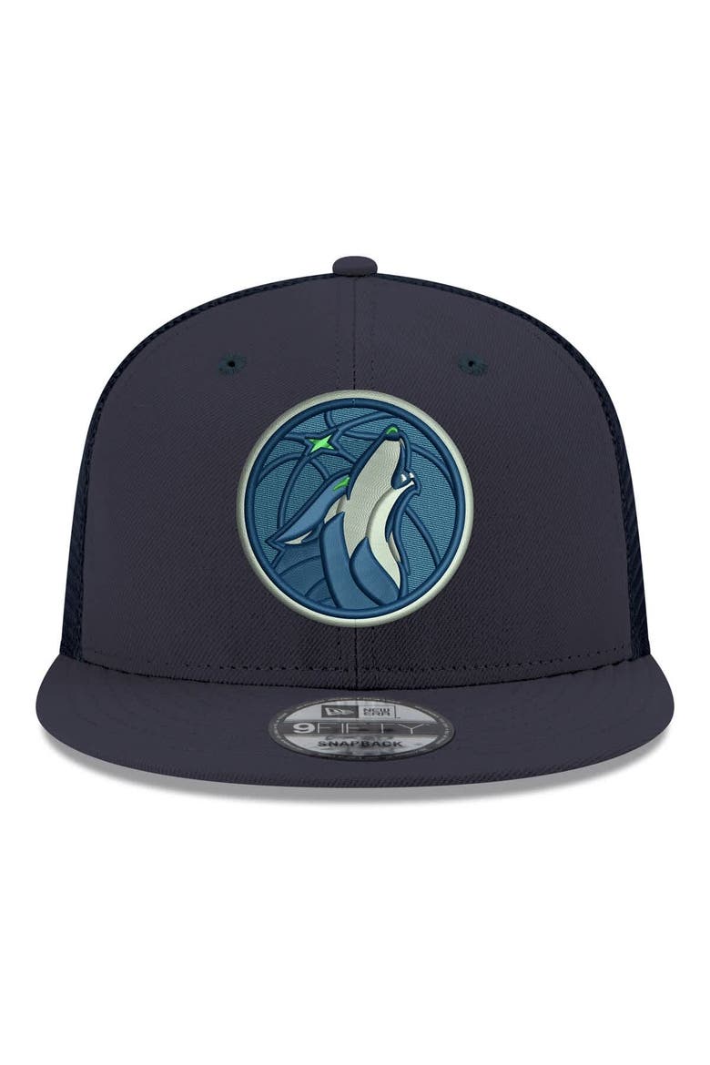 Men's New Era Navy Minnesota Timberwolves Core Logo Meshback 9FIFTY Snapback Hat, Alternate, color, Navy