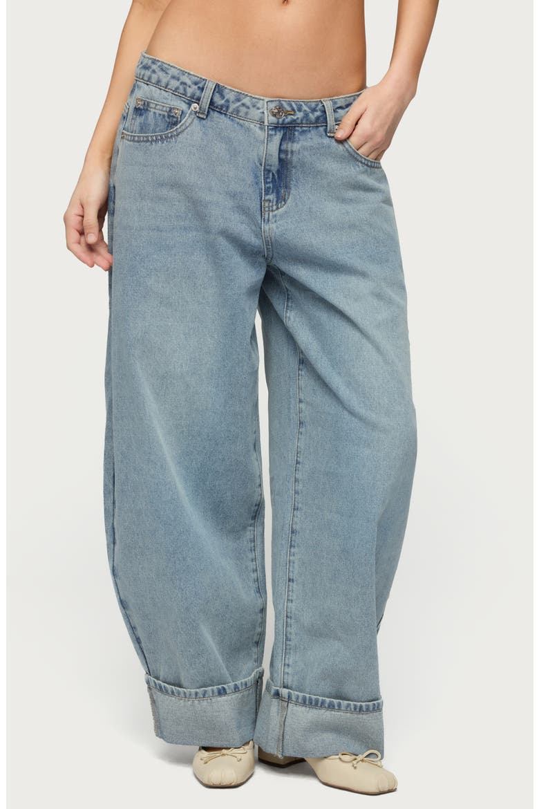 Kella Low Rise Baggy Wide Leg Jeans, Main, color, BLUE-VINTAGE-WASHED