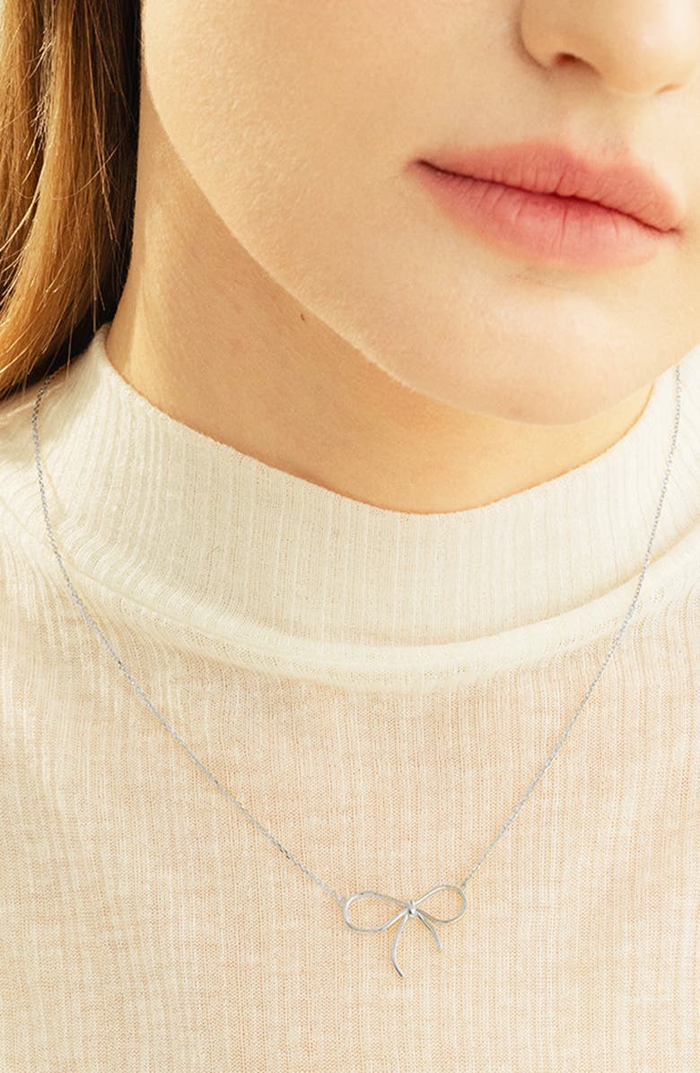 Bearfruit Jewelry Sterling Silver 18k Gold Plated Colette Chic Ribbon Necklace, Alternate, color, Silver