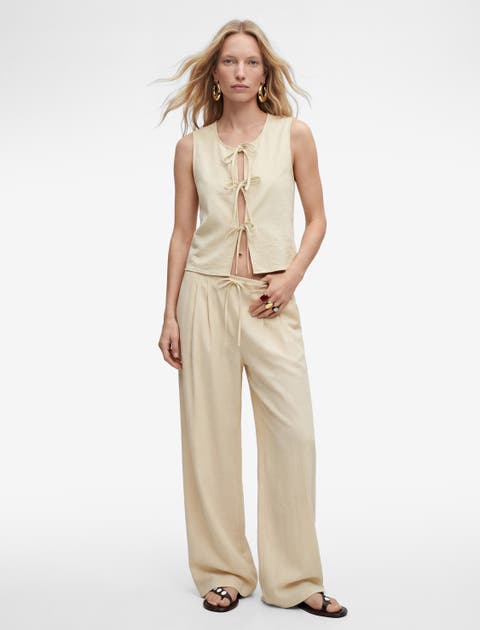 Mid-Rise Wide Leg Trousers