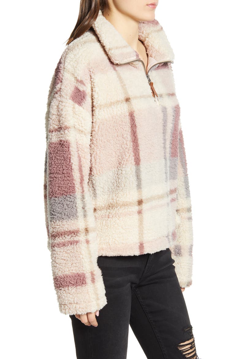Walking Poetry Half Zip Pullover, Alternate, color, DUSTY MAUVE PLAID