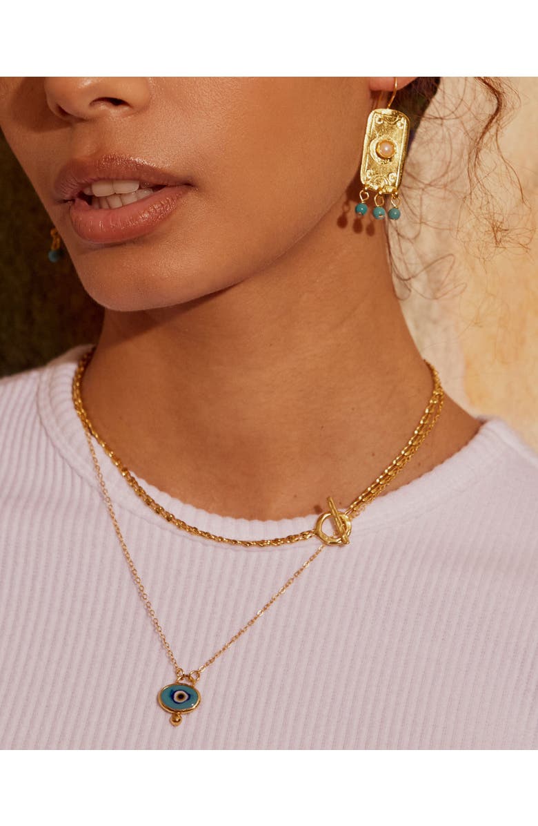 Ottoman Hands Alara Evil Eye Pendant Necklace, Alternate, color, Light Blue