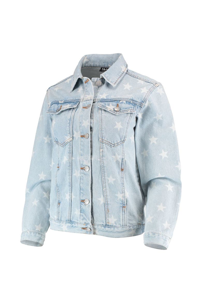 Women's The Wild Collective San Francisco Giants Allover Print Button-Up Denim Jacket, Alternate, color, Denim