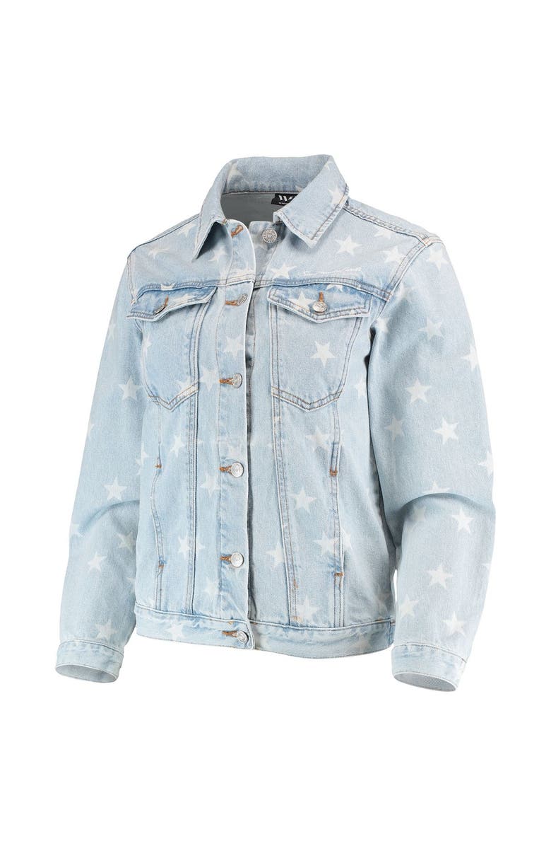 THE WILD COLLECTIVE Women's The Wild Collective San Francisco Giants Allover Print Button-Up Denim Jacket, Alternate, color, Denim