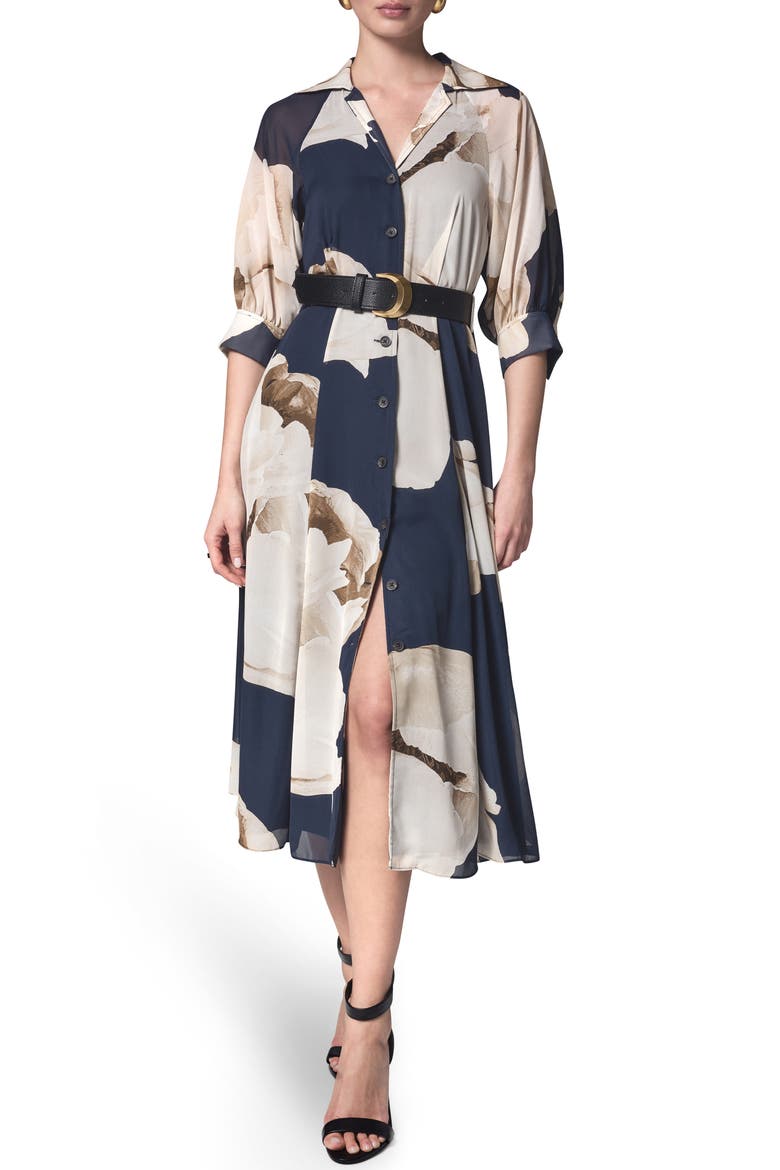 chiffon shirt dress midi Monica Floral Chiffon Midi Shirt Dress | Disturbia
