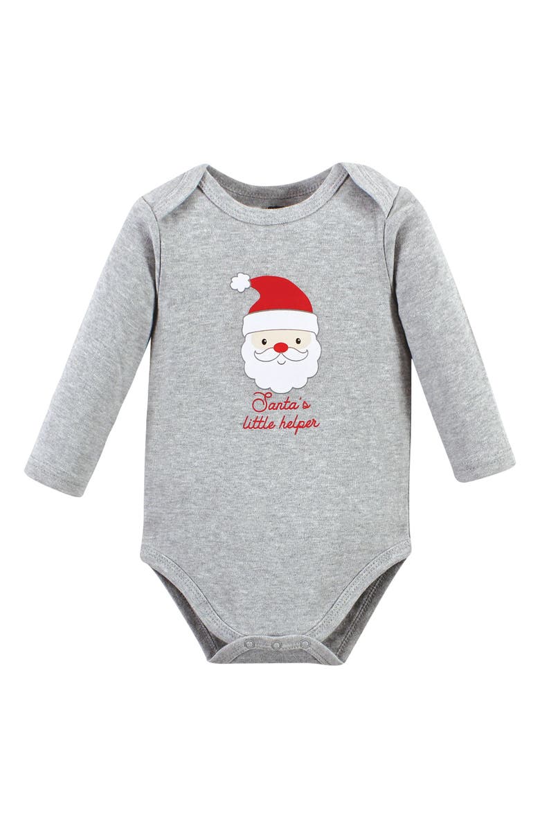 Hudson Baby Everyday Long-Sleeve Cotton All-in-Ones, Alternate, color, Santa Reindeer