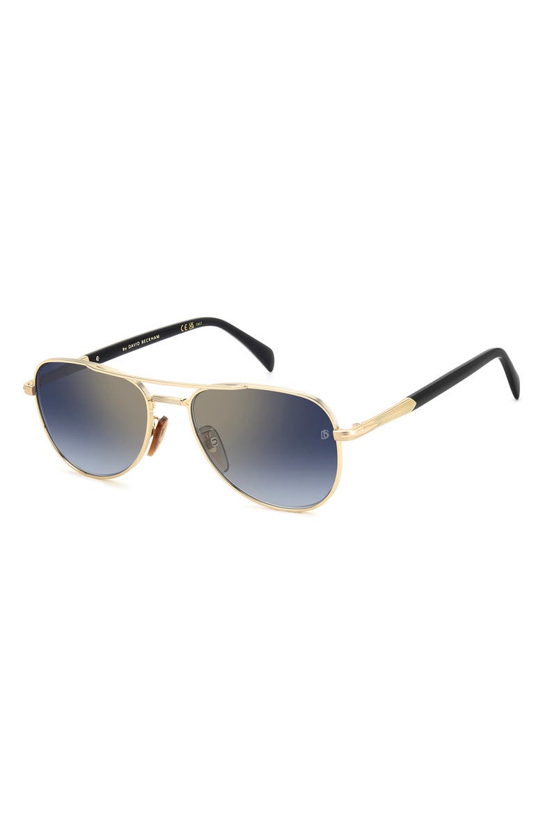 David Beckham Eyewear 56mm Pilot Sunglasses, Alternate, color, Gold Black/ Blsf Gdsp