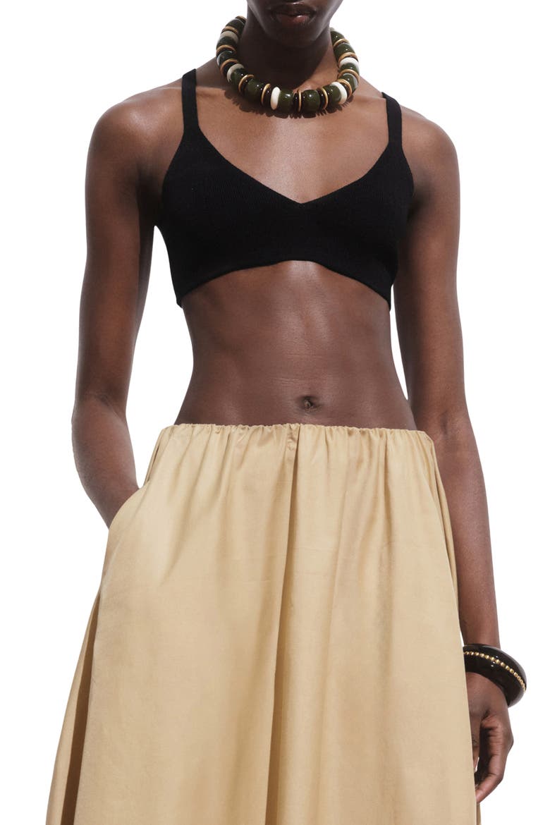 Knit Cropped Top, Main, color, BLACK