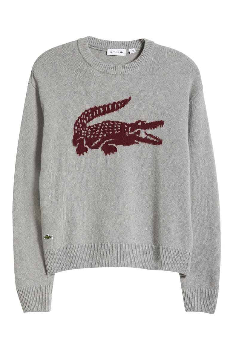 Big Croc Cashmere & Wool Crewneck Sweater, Alternate, color, IQ3 SILVER CHINE/ ZIN