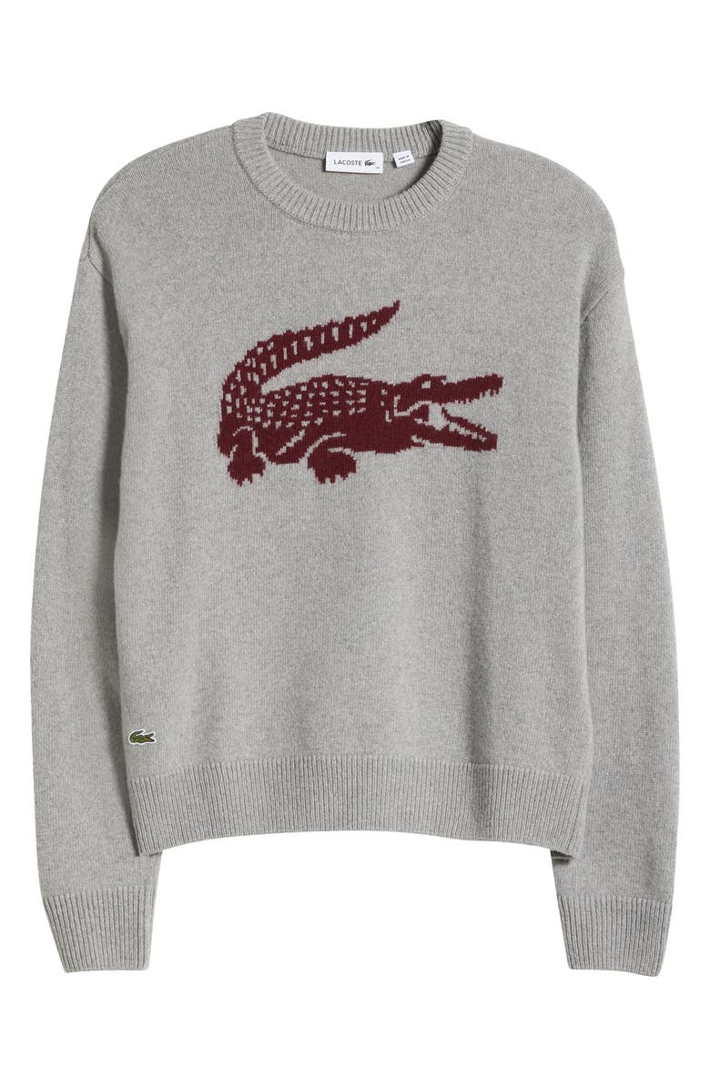 Lacoste Big Croc Cashmere & Wool Crewneck Sweater, Alternate, color, 