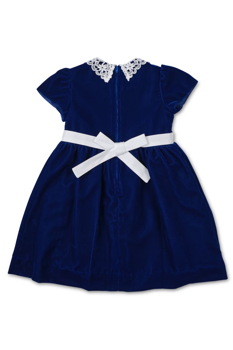 Velvet Dress With Lace Collar, Alternate, color, Royal Blue