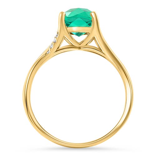 Bliss Diamond 1 1/2ct Cushion Emerald & Diamond Ring 10k Gold Lab Grown Engagement Fashion In 10k Yellow Gold