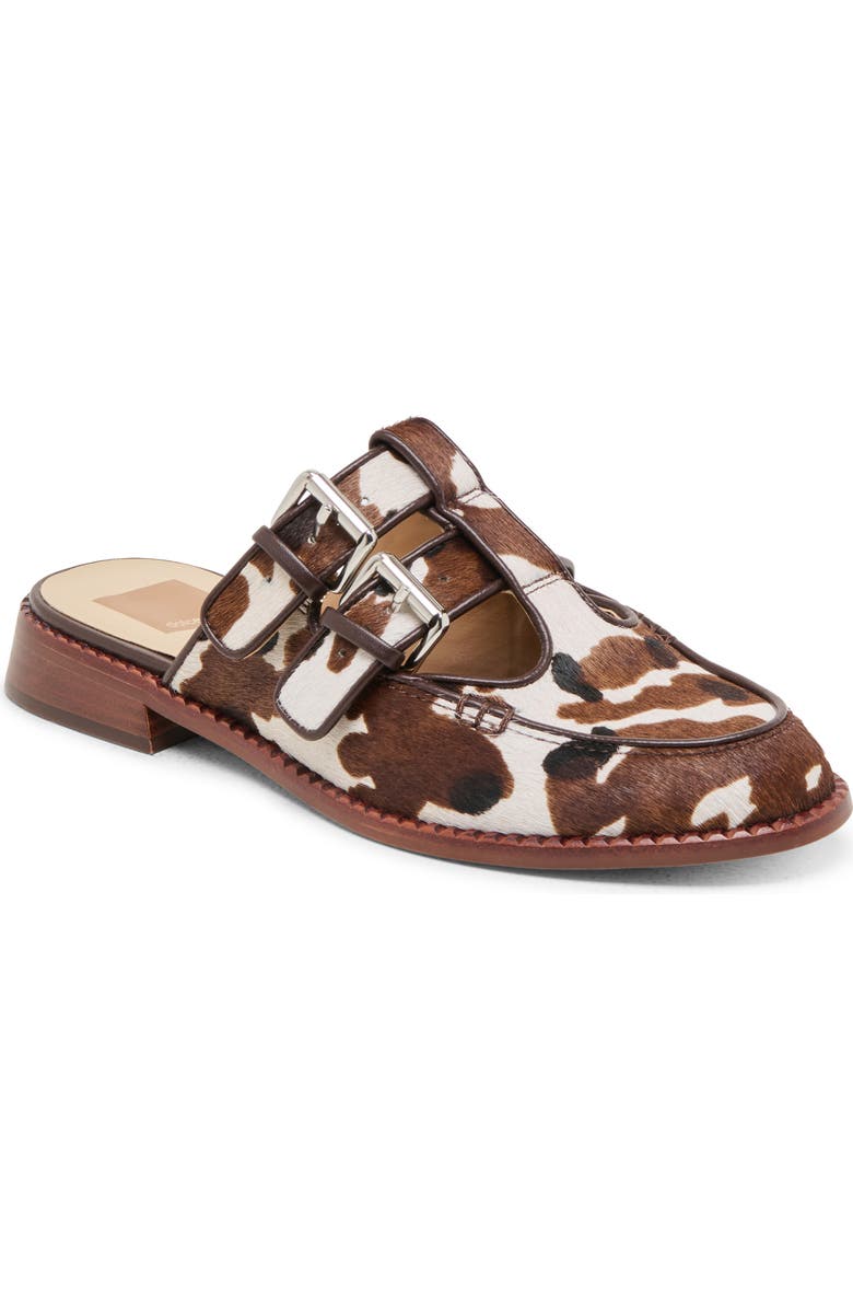 Dolce Vita Haydee Double Buckle Mary Jane Mule, Main, color, Cocoa Taurus Calf Hair