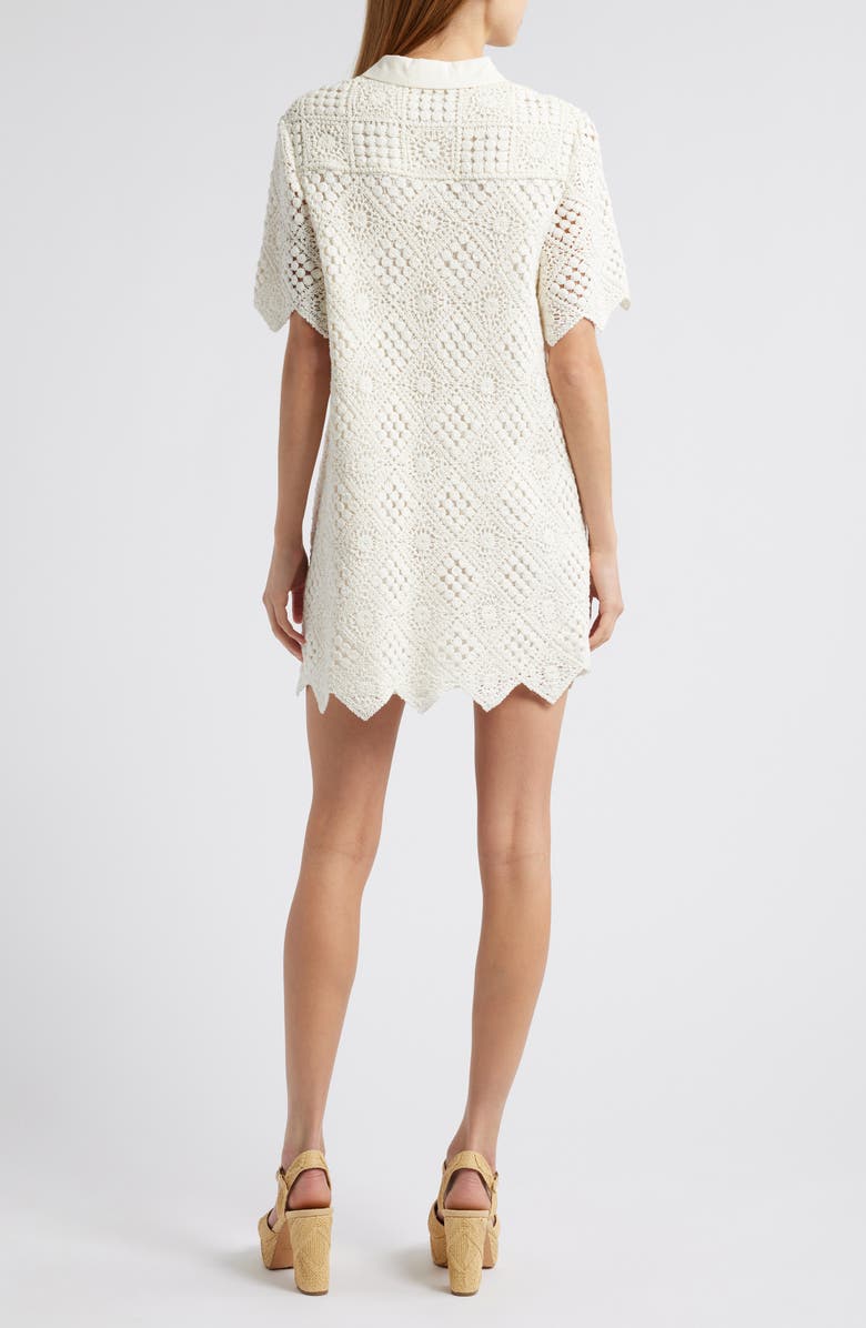 Saylor Aries Crochet Cotton Mini Shirtdress, Alternate, color, 