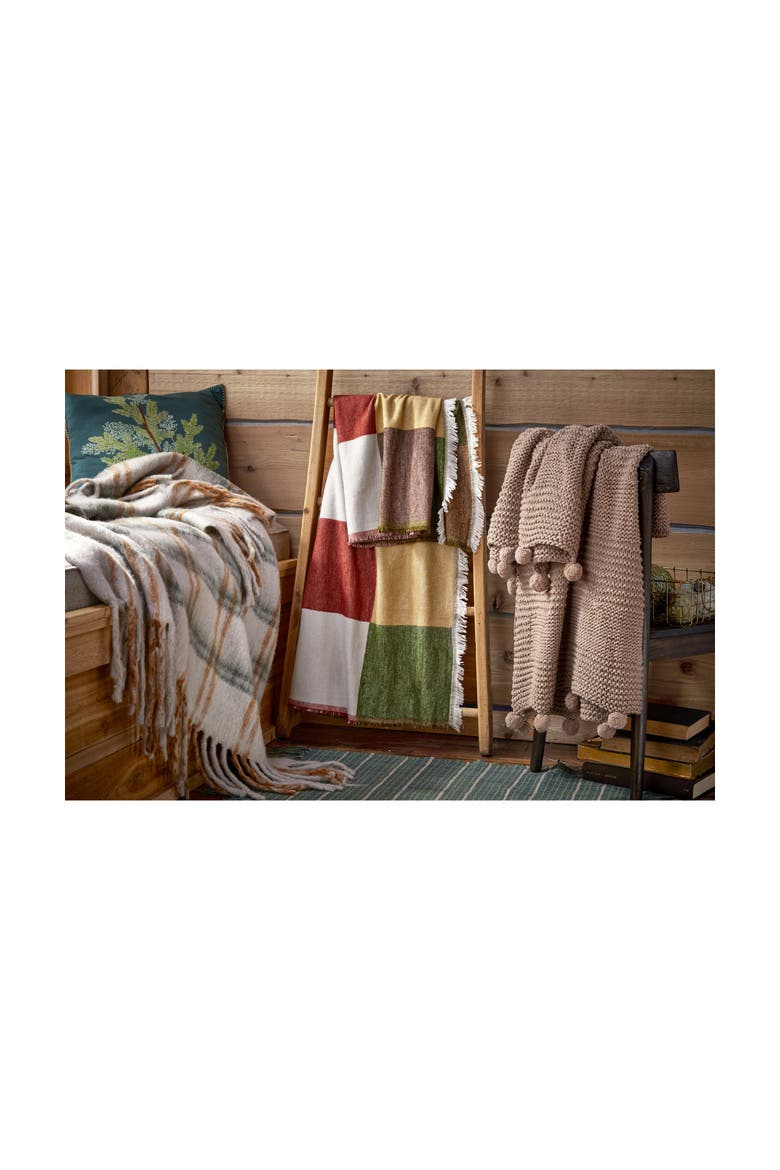 Warm Wishes Multicolor Check Throw Blanket Cozy Acrylic, Alternate, color, Green