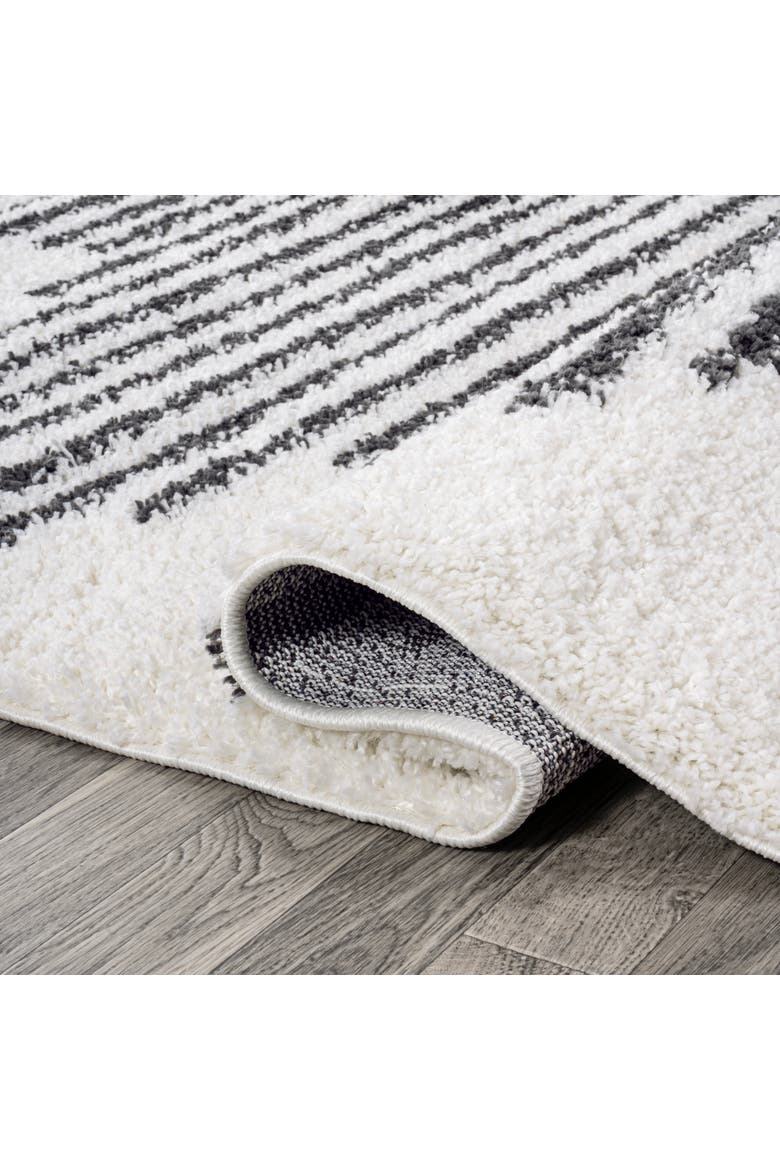Elm Diamond Stripe Geometric Shag Area Rug, Alternate, color, White/Gray