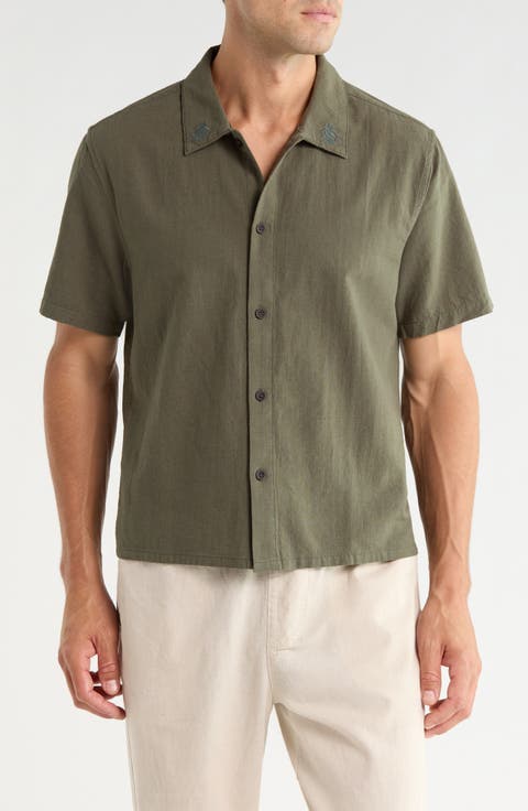 Grange Cropped Linen & Cotton Button-Up Shirt