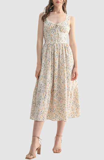 Lace Trim Corset Midi Dress