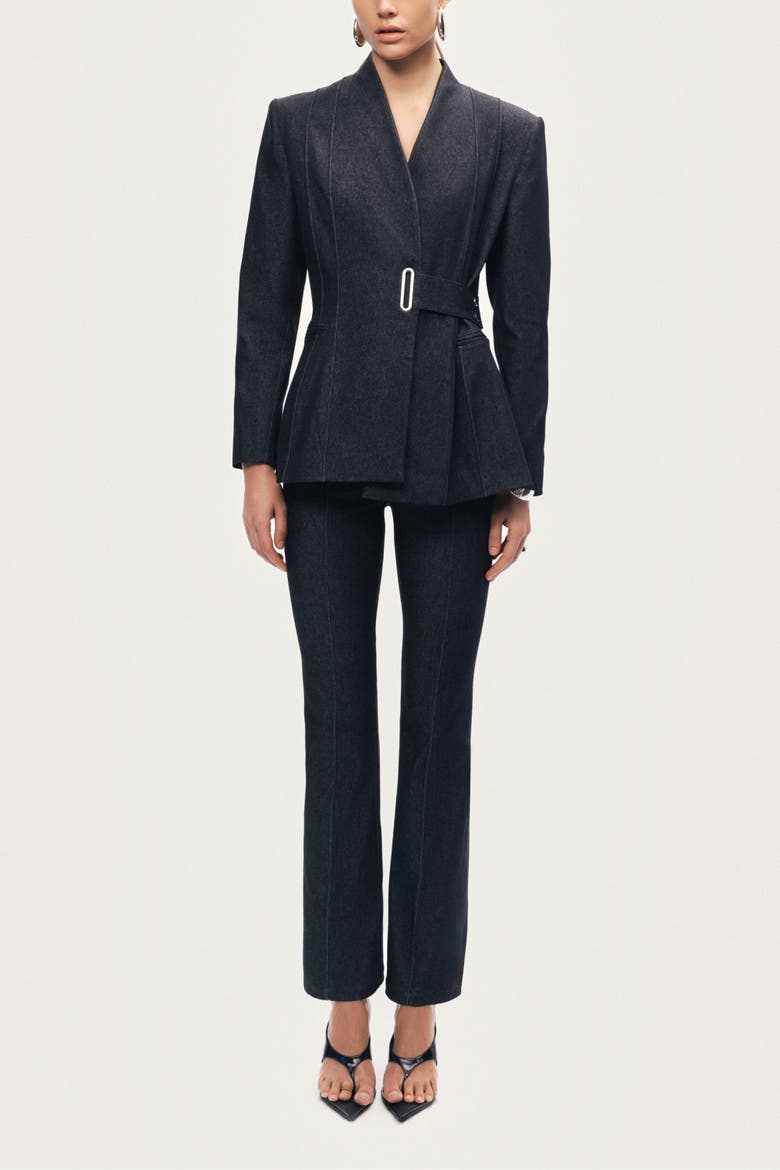 Women's Sharply Tailored Belt Detailed Blazer, Alternate, color, Black