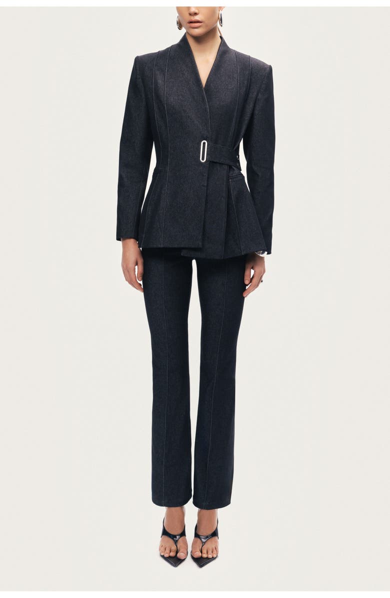 Nocturne Women's Sharply Tailored Belt Detailed Blazer, Alternate, color, Black