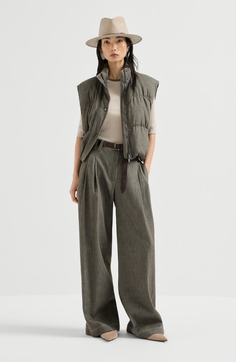 Brunello Cucinelli Ribbed jersey top, Alternate, color, Beige