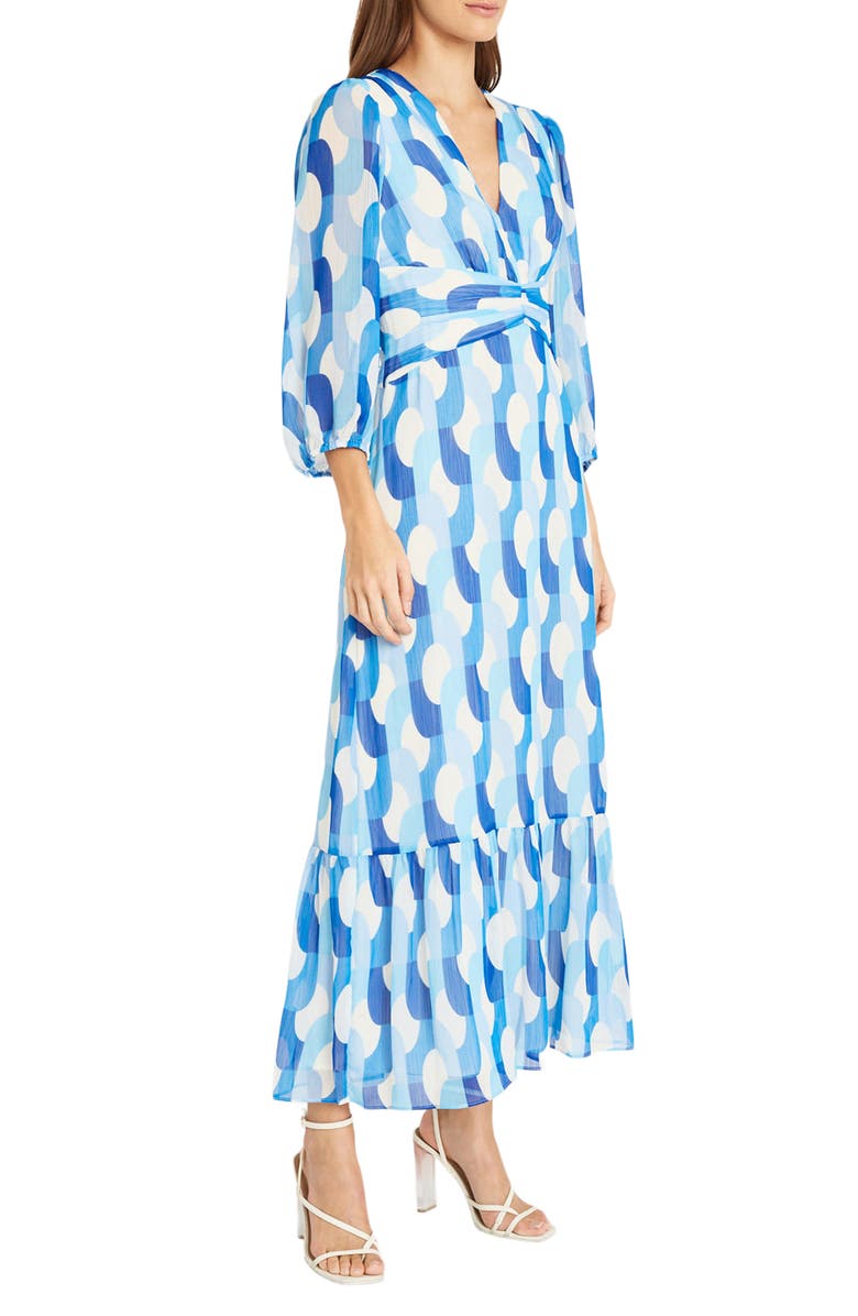 Donna Morgan Waist Detail Maxi Dress, Alternate, color, Cream/ Powder Blue