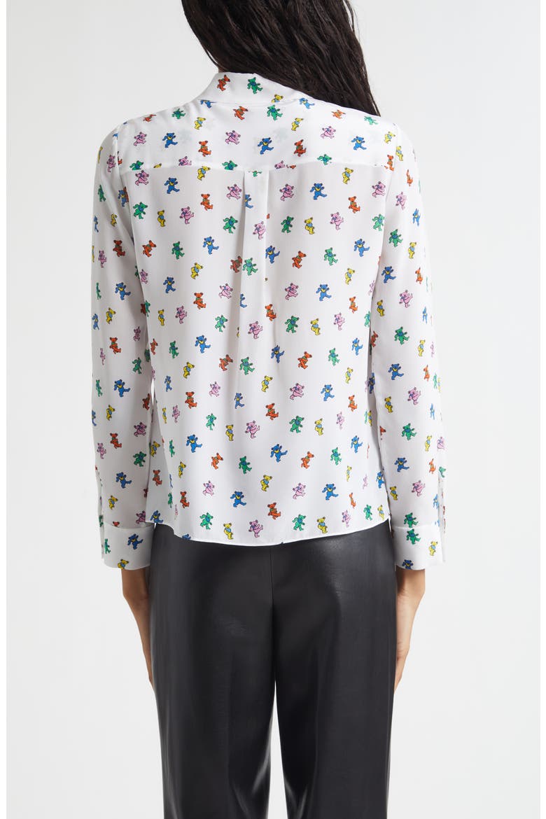 x Grateful Dead Willa Print Silk Button-Up Shirt, Alternate, color, RAINBOW BEARS