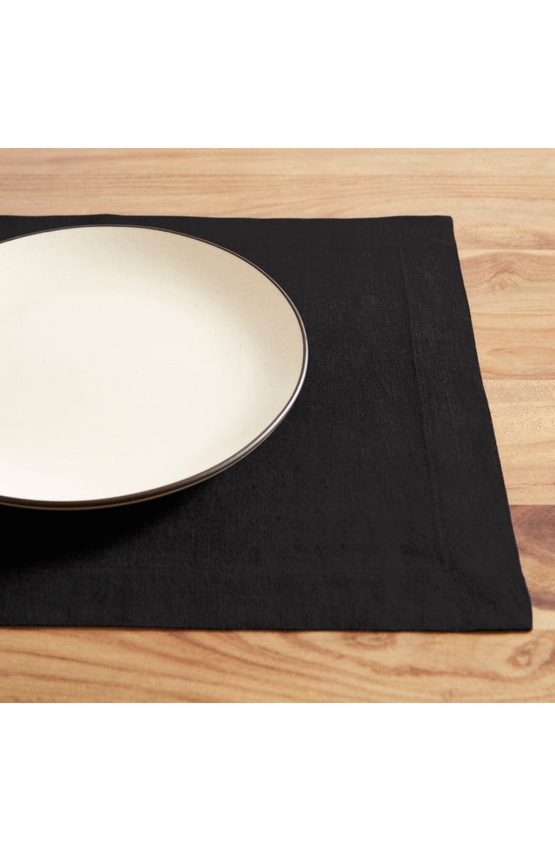 Solino Home Linen Placemats Set of 4, 14 x 19 Inch for Dining Table, Holiday and Everyday Table Decor - Sonoma, Alternate, color, Black