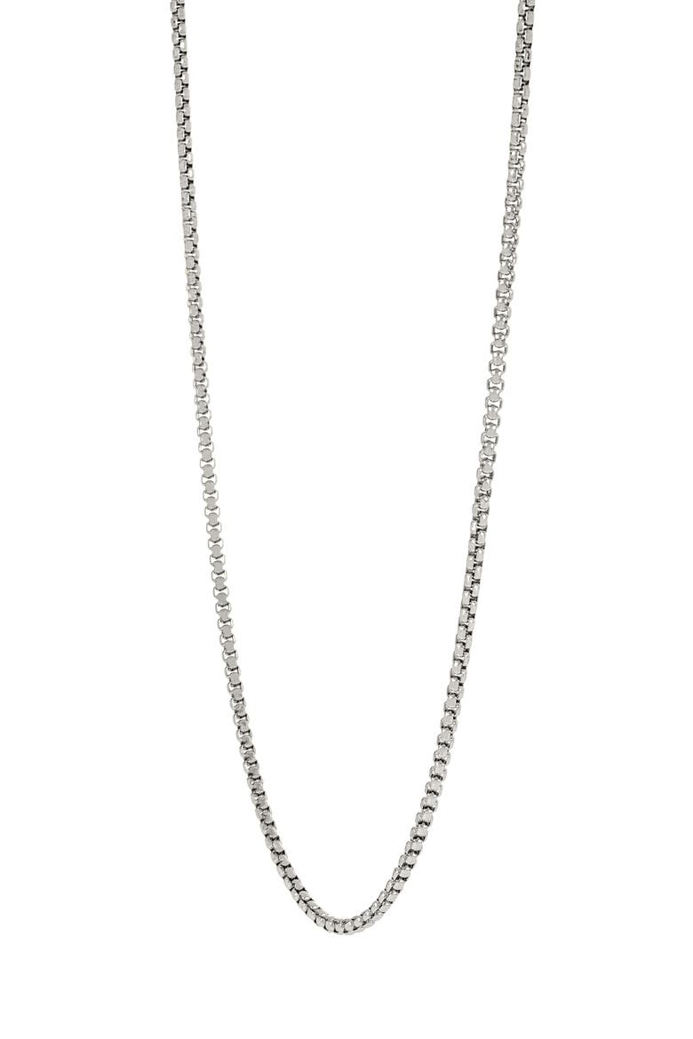 Men's Round Box Chain Necklace & Bracelet Set, Alternate, color, SILVER