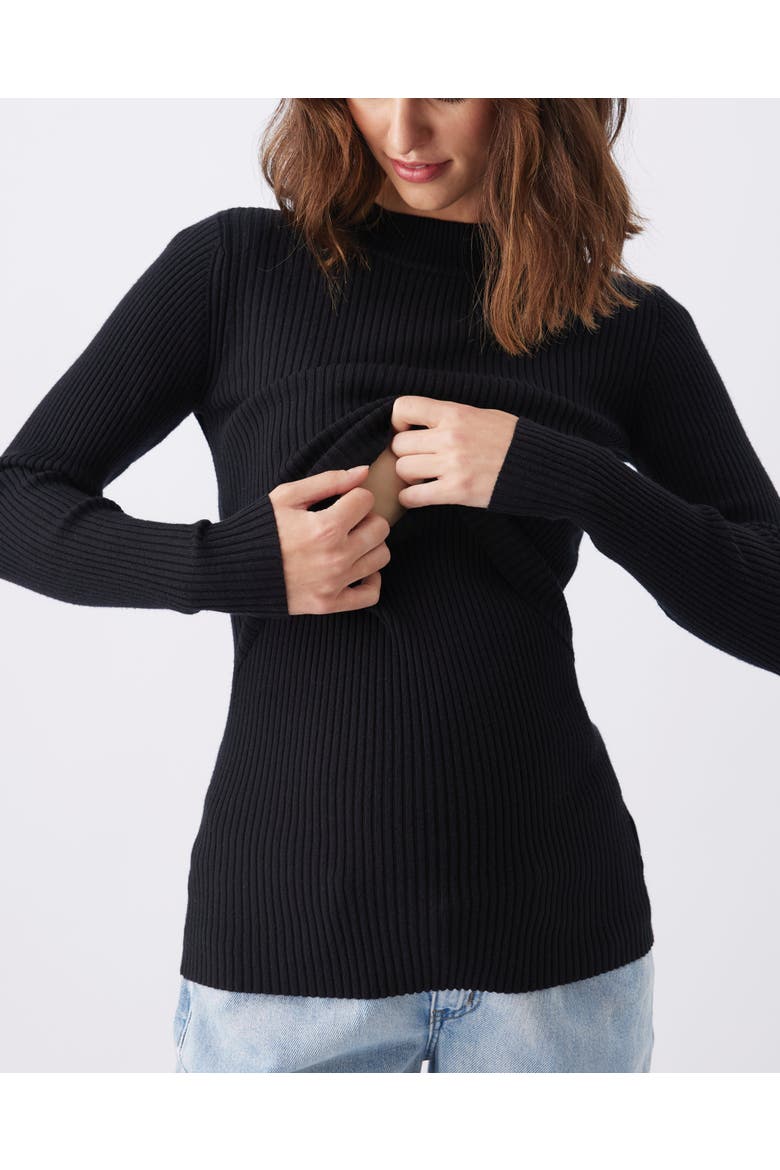Lift Up Nursing Knit Top, Alternate, color, Black