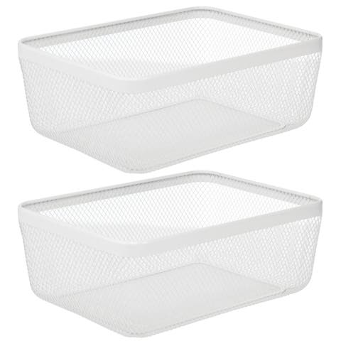 Metal Mesh Pantry Basket for Kitchen Organization and Storage - Set of 2 - White