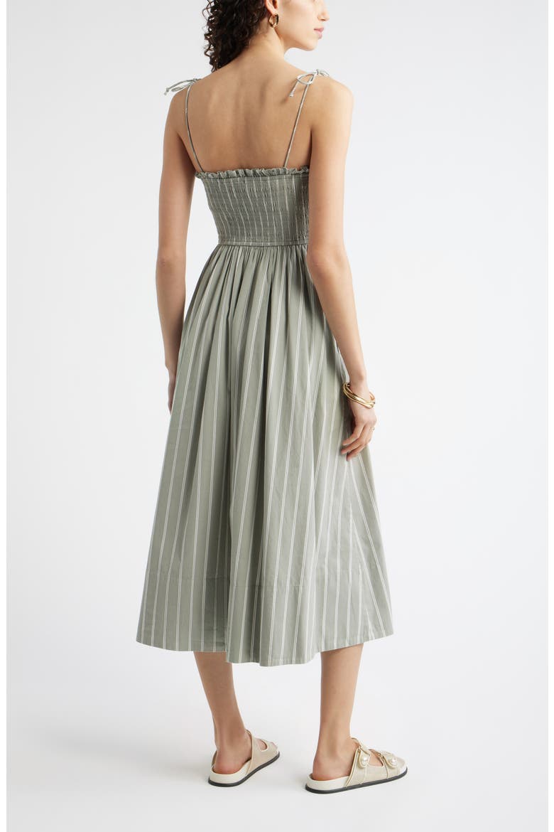 Stripe Midi Cotton Sundress, Alternate, color, GREEN- IVORY SADIE STRIPE