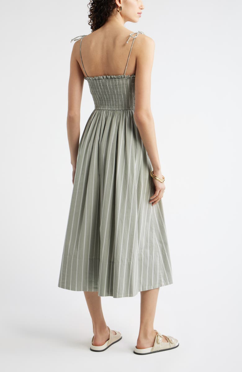 Nordstrom Smocked Sleeveless Flare Midi Dress, Alternate, color, Green- Ivory Sadie Stripe