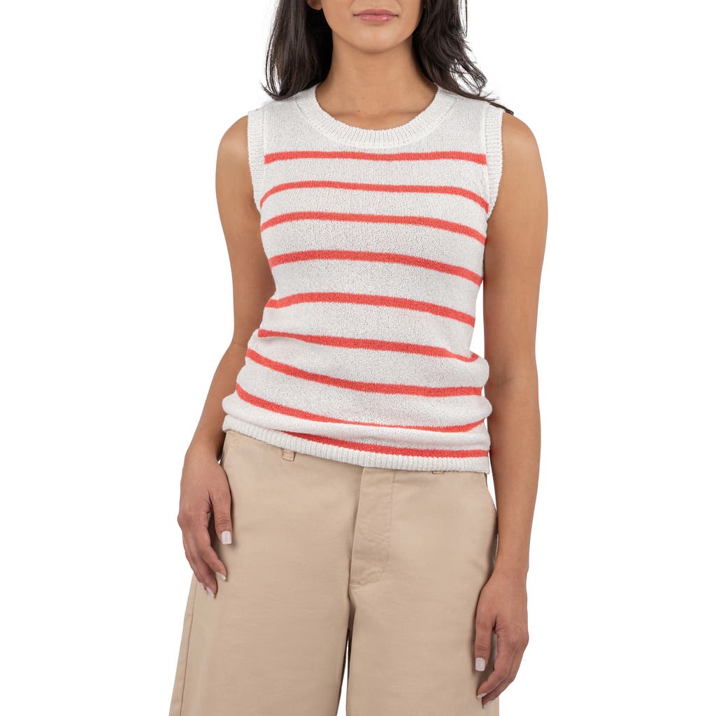 Kut From The Kloth Contessa Stripe Sleeveless Sweater In Ivory/coral
