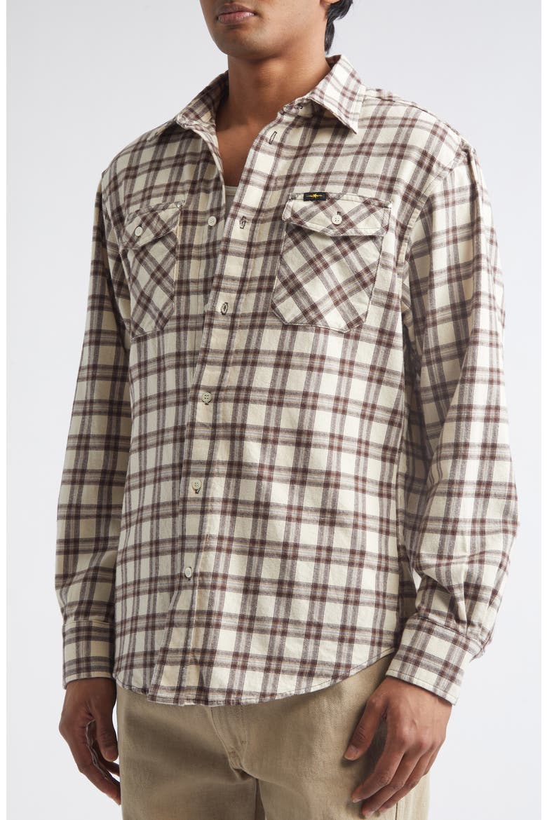 Workshop Plaid Flannel Button-Up Shirt, Alternate, color, SAND PLAID