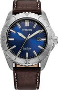 Citizen Brycen Eco-Drive Leather Strap Watch, 41mm