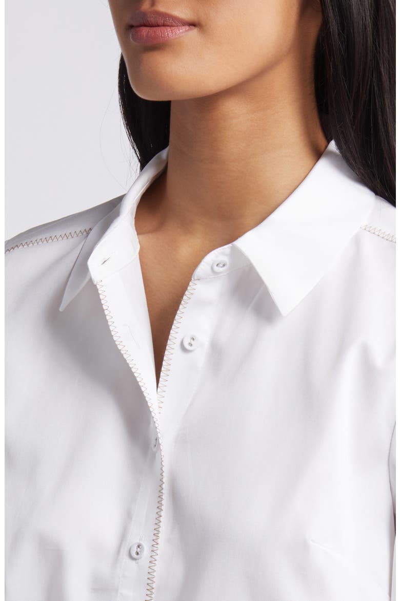 Roll Tab Button-Up Shirt, Alternate, color, OFF WHITE