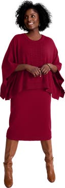 Jessica London Cable Knit Cape Sweater Dress