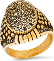 STEELTIME Men's Stainless Steel Pavé Crystal Signet Ring
