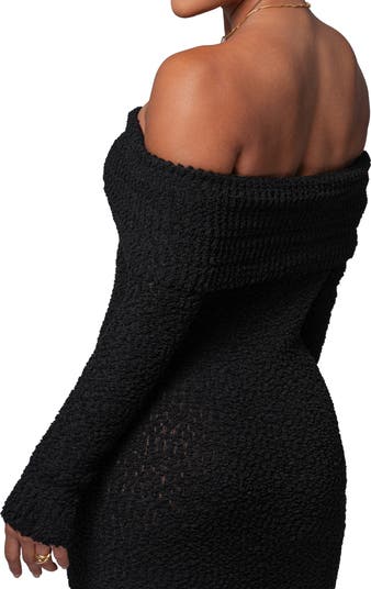 Olivea Bouclé Long Sleeve Off the Shoulder Sweater Dress