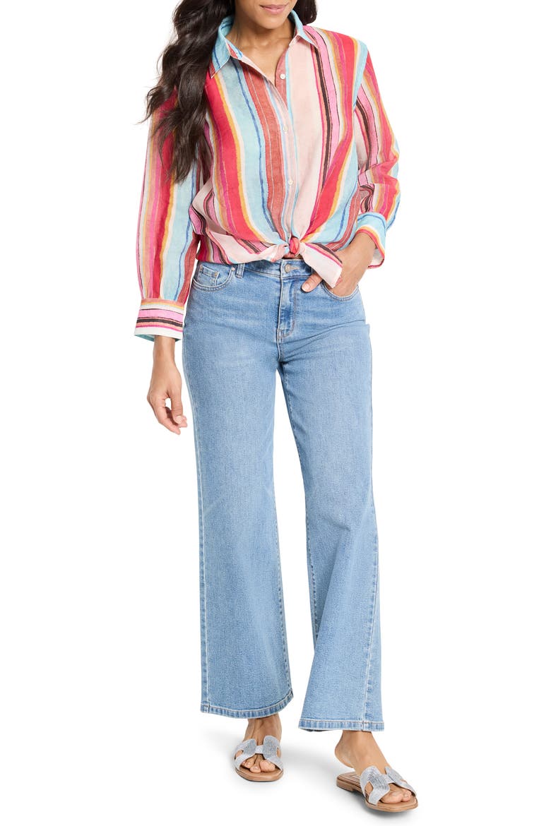 Horizon Breeze Stripe Button-Up Shirt, Alternate, color, PINK MULTI