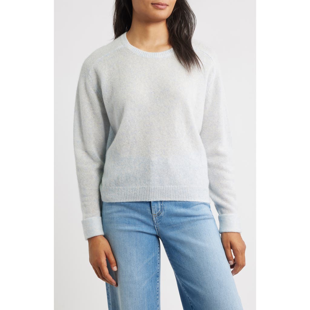 Margaret O'leary Crewneck Rolled Cuff Cashmere & Silk Sweater In White