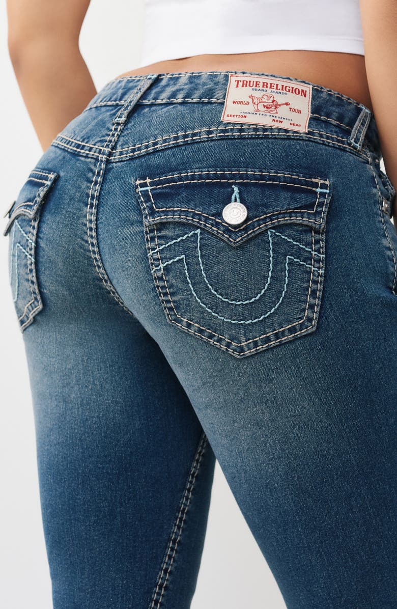 True Religion Joey Big T Flap Pocket Flare Leg Jeans, Alternate, color, Medium Blue Comet Wash