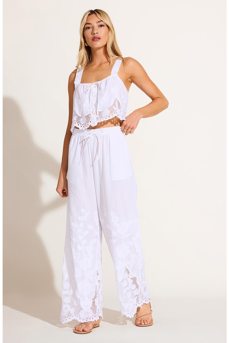Floral Broderie Anglaise Cover-Up Pants, Alternate, color, WHITE